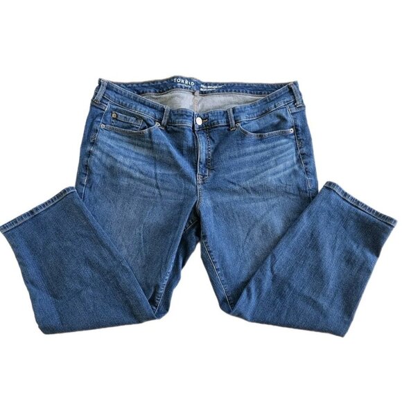 Torrid Jean Women 24S Short Blue Perfect Boyfriend Ankle Vintage Stretch Western - Picture 9 of 16